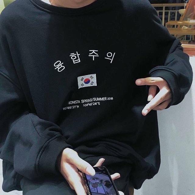 Áo Sweater Nam Nữ Form Rộng Cờ Hàn Quốc