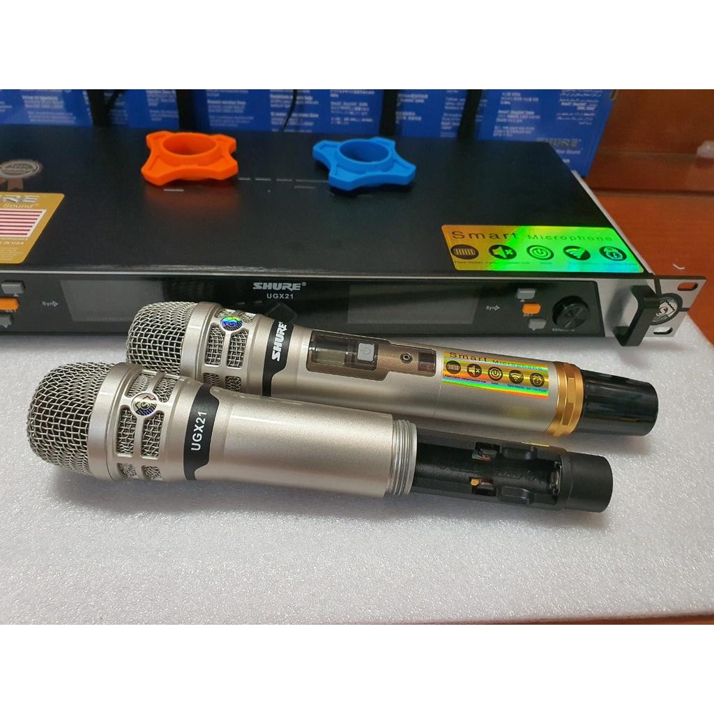 MIC KHÔNG DÂY, Micro karaoke không dây Shure UGX21 4 anten râu, hàng đẹp loại 1, có tự ngắt