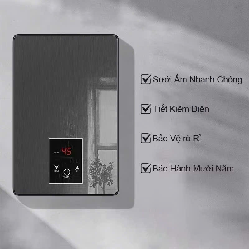 Máy Tắm Nước Nóng Trực Tiếp Thông Minh Kèm Bộ Vòi Sen Hiện Đại Thiết Kế Sang Trọng Dễ Lắp Đặt