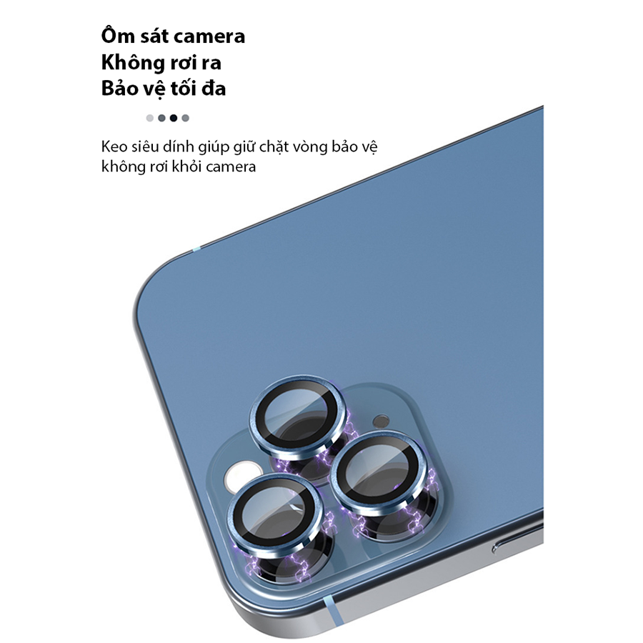 Vòng Bảo Vệ Dành Cho Camera iPhone 13 / 13 Mini / 13 Pro / 13 Promax - Khung Kim Loại, Công Nghệ Nano bảo vệ 5 lớp, Chống Bụi, Chống Trầy Xước