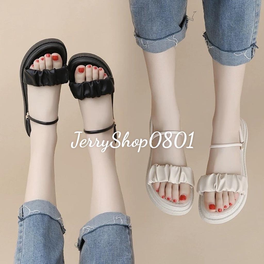 Sandal nữ đế BÁNH MÌ 3P QUAI NHÚN 2IN1 MANG 2 KIỂU siêu xinh