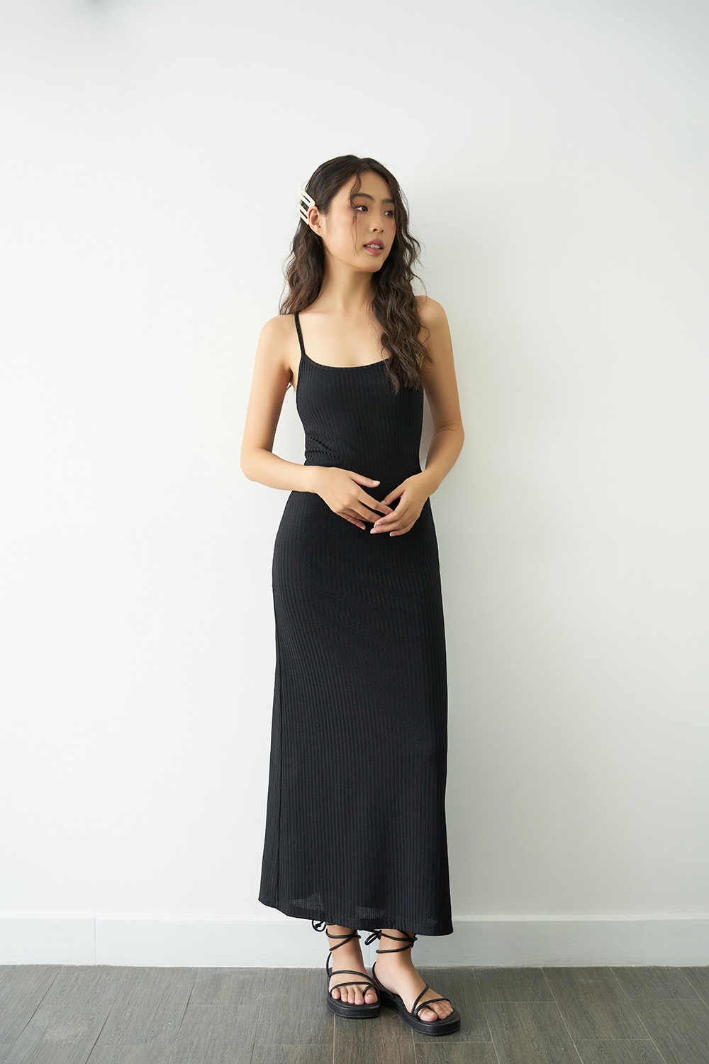 DOTTIE - Đầm hai dây dáng dài - Đen - D0492
