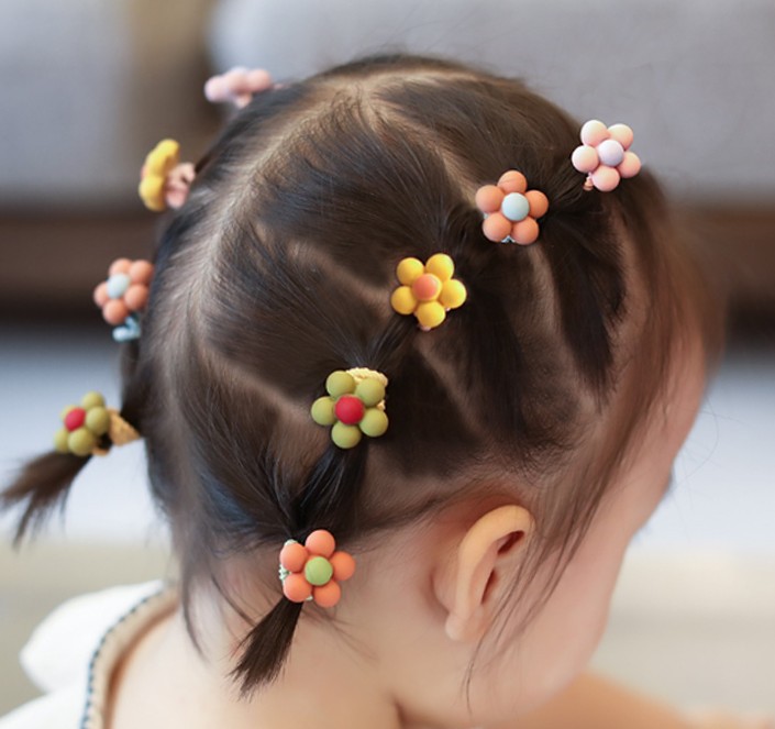 Set 10 dây buộc tóc hình con vật, hoa quả đáng yêu, thun cột tóc trẻ em đa sắc màu SC26