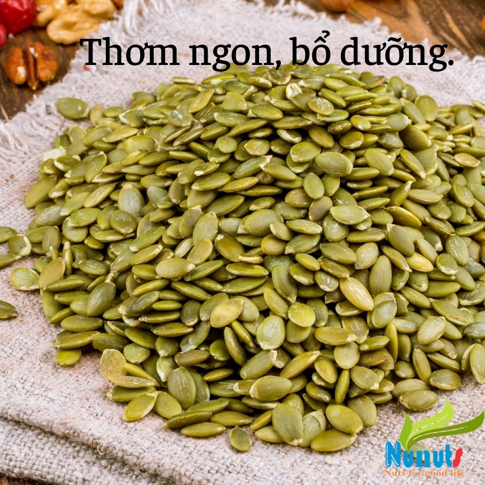Hạt bí tách vỏ Ấn Độ,NGUYÊN VỊ, sấy giòn, ăn vặt cực ngon Nunuts .