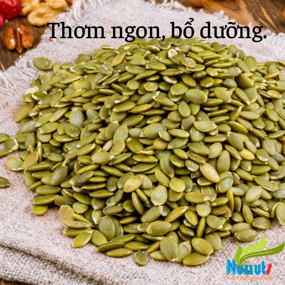 Hạt bí tách vỏ Ấn Độ,NGUYÊN VỊ, sấy giòn, ăn vặt cực ngon Nunuts ( gói 100g).