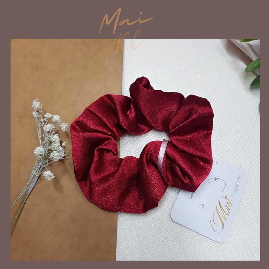 Dây buộc tóc Scrunchies vải lụa satin kim sa