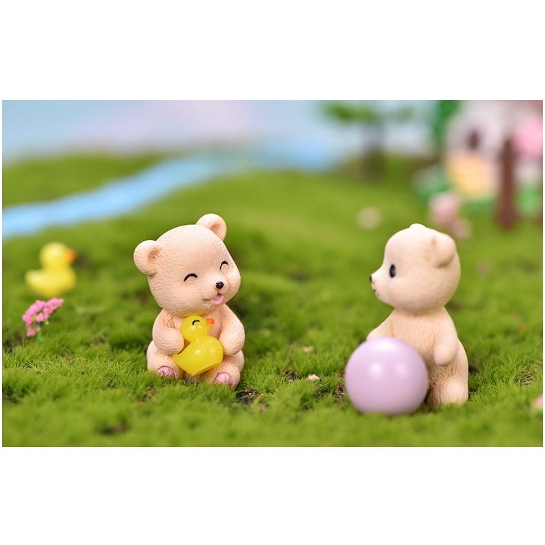Tiểu cảnh mini ️ Mô hình gấu nâu đáng yêu trang trí tiểu cảnh sen đá, sân vườn, terrarium
