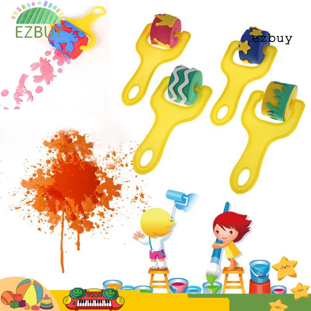 EY-Children Early Education Painting Tool Kids Art Sponge Paint Roller Brush Set