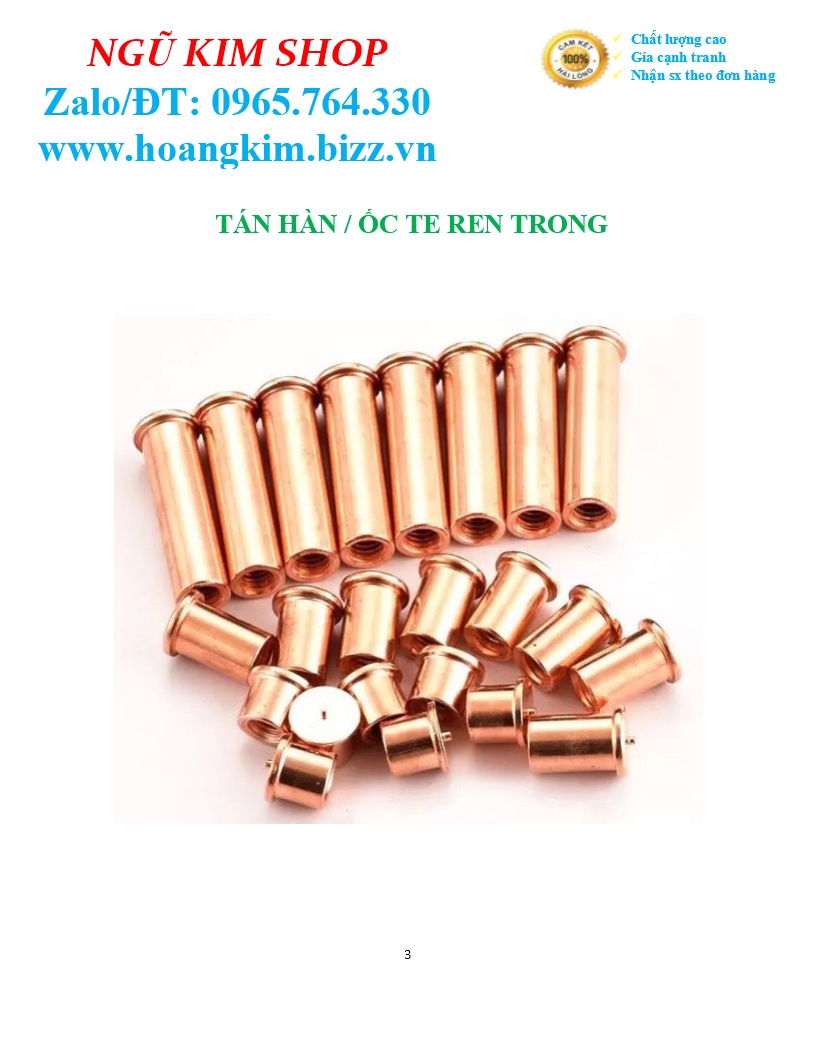 TÁN HÀN _ ECU HÀN _ ỐC TE REN TRONG M3, M4, M5, M6, M8