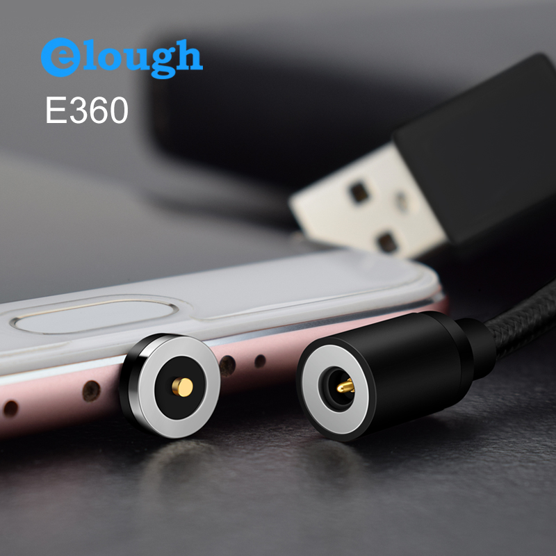 Cáp Sạc Từ Hít Nam Châm 2.4A Model E360 Lightning IOS Iphone Hàng Elough Chính Hãng Màu Đen