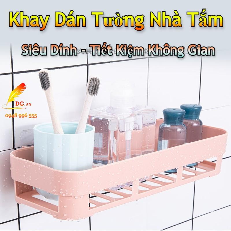 Khay Dán Tường - Kệ Đựng Đồ Nhà Tắm Chữ Nhật Để Bàn Chải , Dầu Gội Không Khoan Đục Siêu Dính Chắc