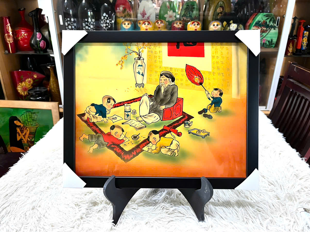 Tranh sơn mài - THẦY ĐỒ - Size 30x40 cm - Hình ảnh truyền thống – Hồn Việt xưa qua nét sơn mài thủ công