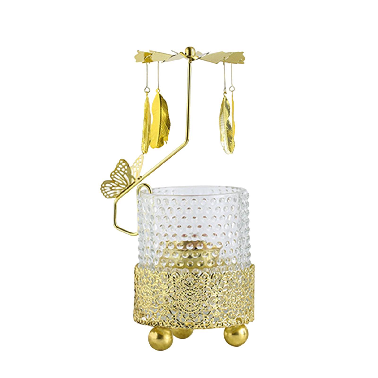 Rotary Candlestick Ornament Tea Light Holder for Restaurant Desktop Fireplace Home Decoration