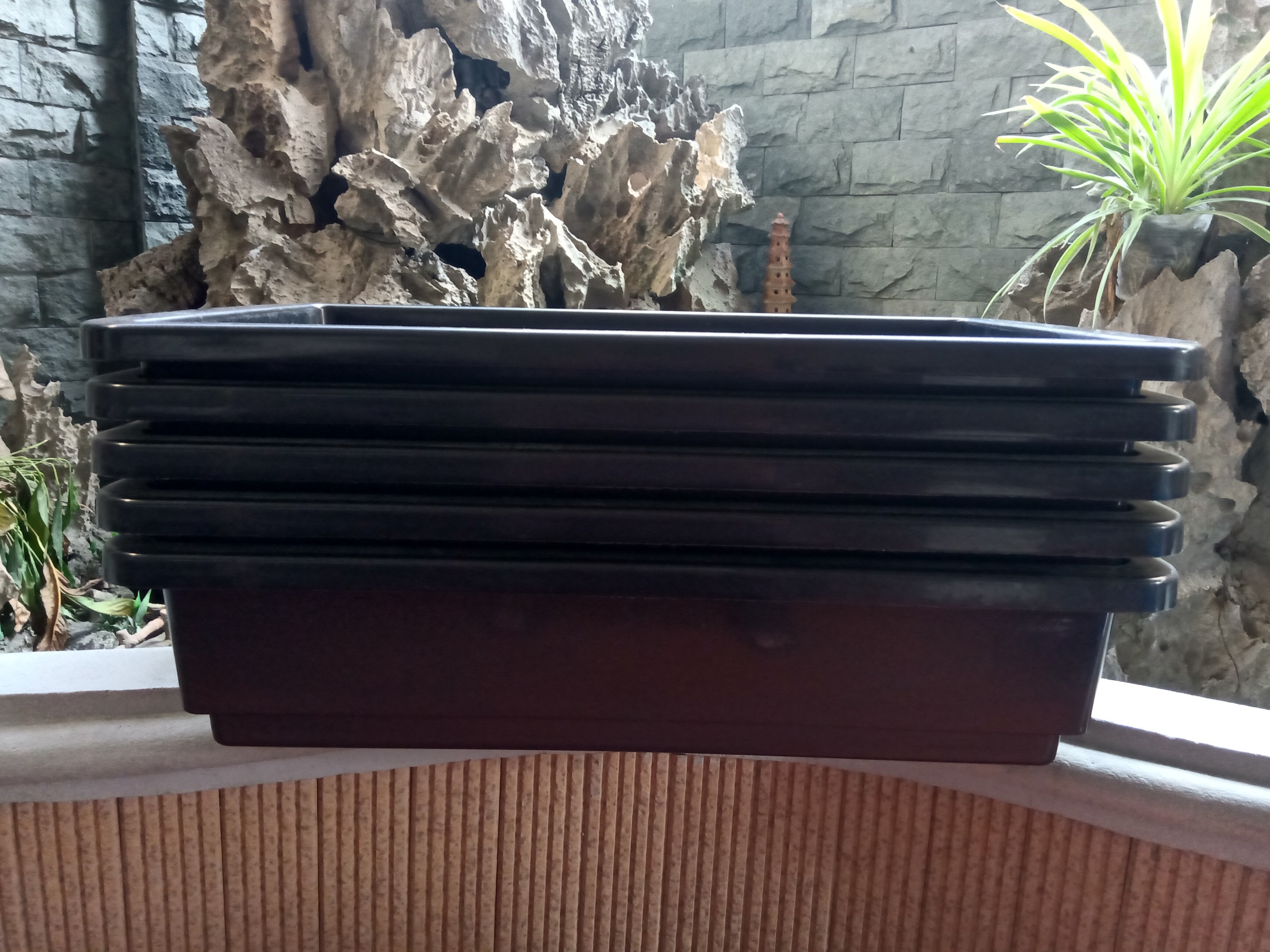 Combo 5 chậu trồng rau thông minh 2 đáy màu đen 67x43x15 cm