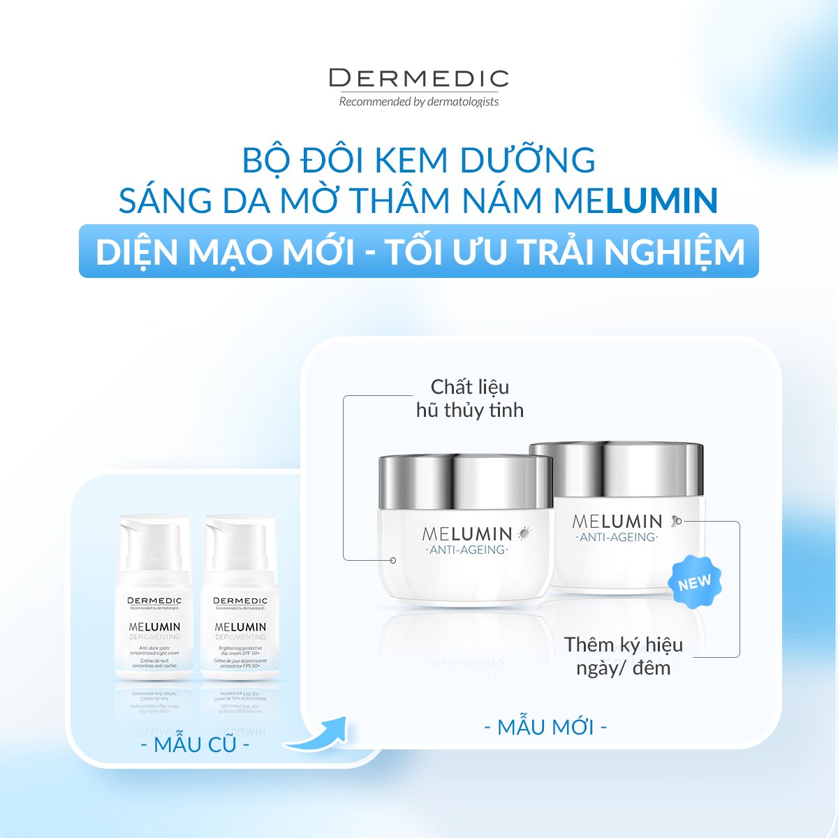 Kem Melumin Brightening Protective Day Cream SPF 50+ Dermedic - Làm sáng da kết hợp chống nắng 50g