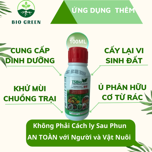 TSBIO 100ml trị nhện đỏ, rệp sáp, sâu vẽ bùa, sâu non, sâu cuốn lá, rệp bọ cánh cứng cho hoa hồng lan sen đá dâu tây