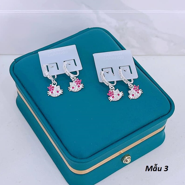 Bông tai bạc hình mèo cho trẻ em MS55