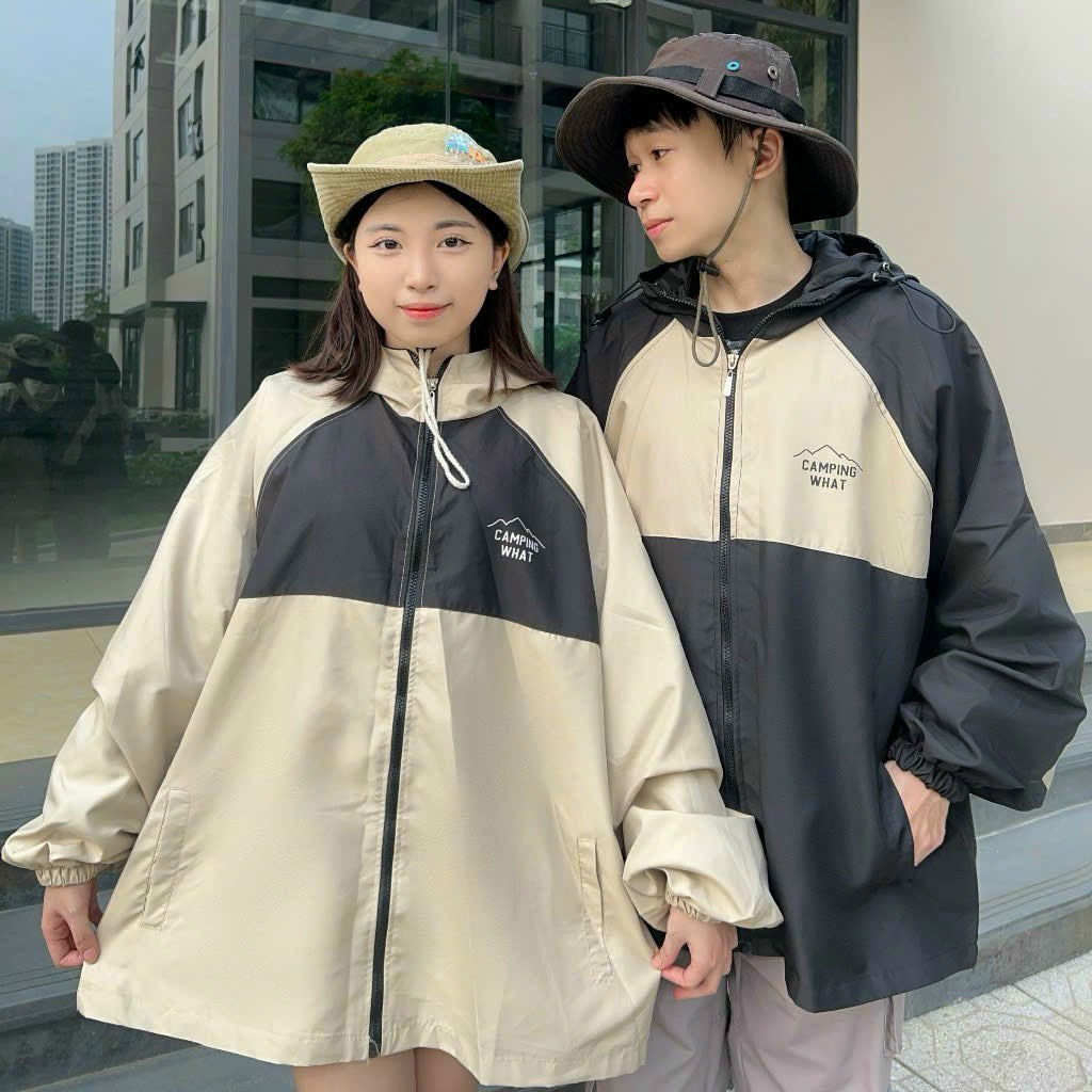 Áo khoác 2 lớp lót dù phối thân logo in