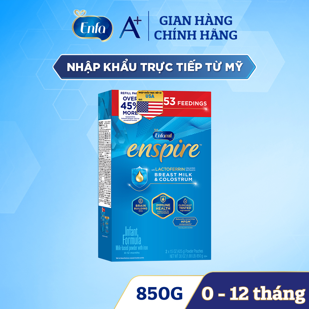 Sữa bột Enfamil Enspire Infant Formula cho trẻ từ 0-12 tháng - 850g [Nhập khẩu từ Mỹ]