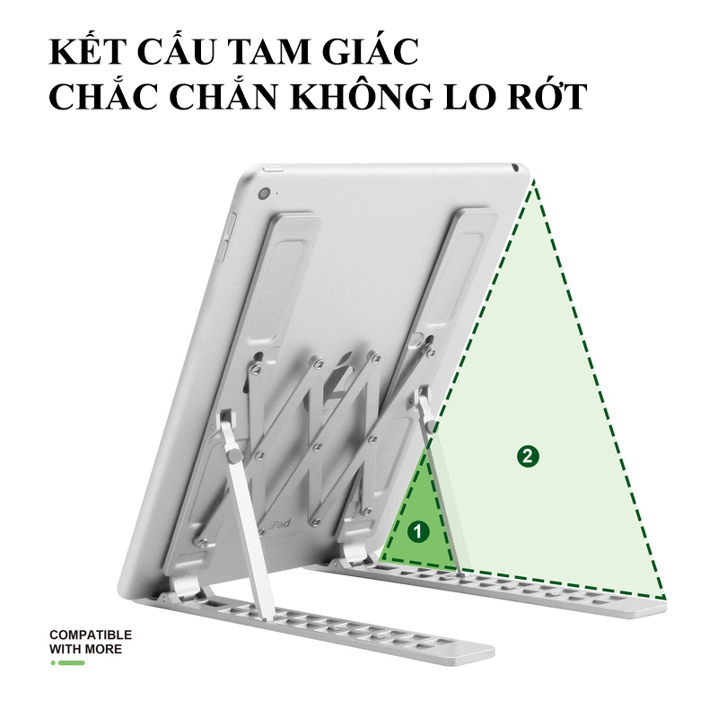 Giá đỡ laptop gấp gọn tiện lợi chất liệu hợp kim nhôm vô cùng cứng cáp và chắc chắn phù hợp cho các laptop từ 11 đến 17 inch HD00029