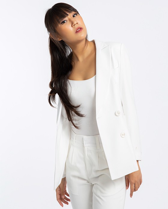 Áo Khoác Blazer trắng thanh lịch sang trọng | Thời trang thiết kế Hity