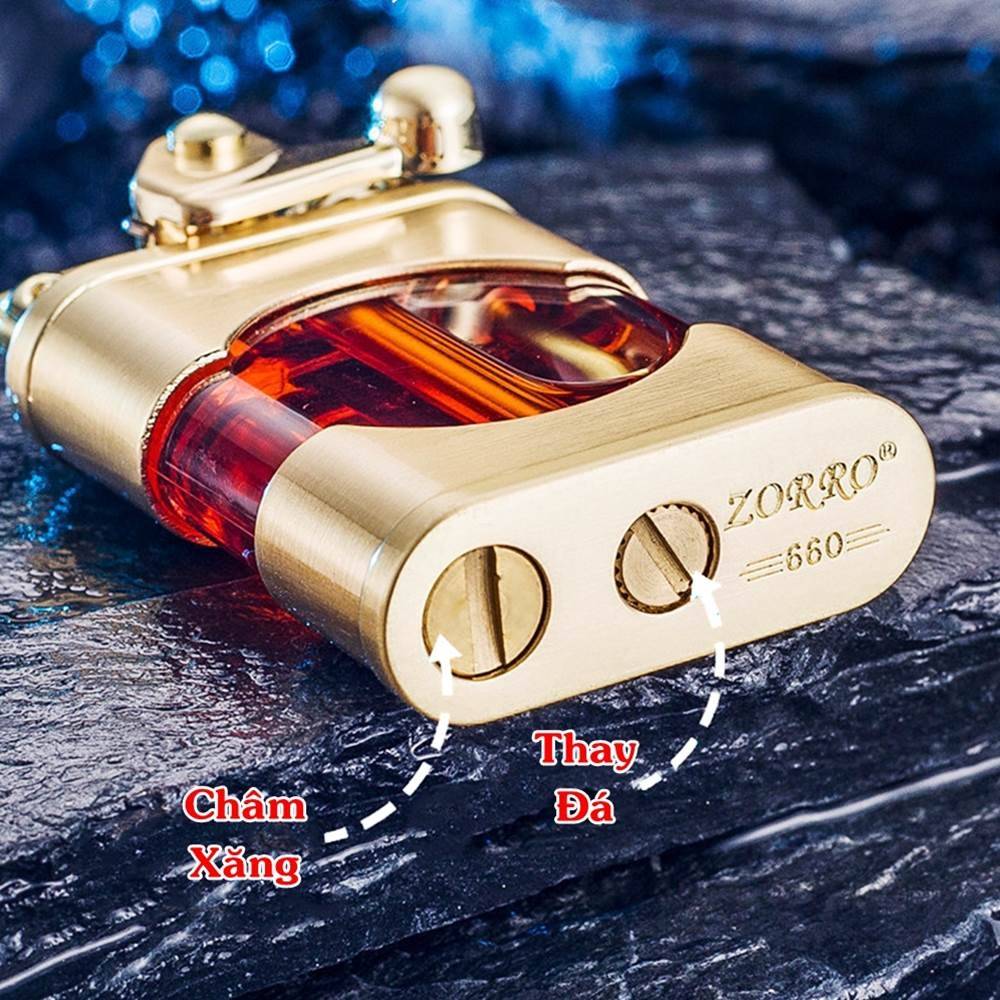 SET Bật lửa hột quẹt xăng lộ thiên Z660 búng tay đánh lửa kèm chai xăng - xài xăng