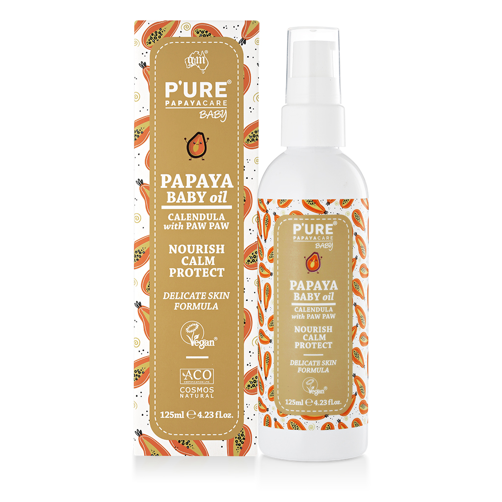 Dầu massage ngừa viêm da cho bé P’URE Papayacare Baby Oil 125ml