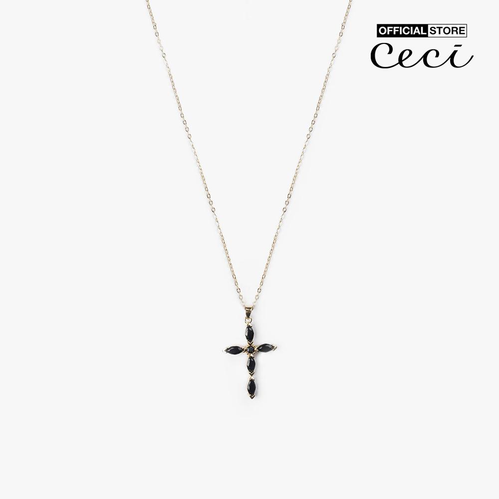 CECI - Dây chuyền nữ sợi mảnh phối mặt hình thánh giá đính đá thời trang CC4-01000193-01