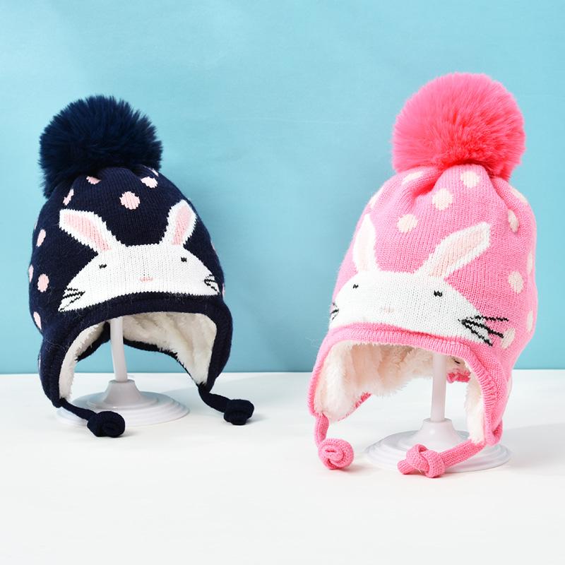 Cô Gái Ngọt Hai Cái Mũ Khăn Bộ Bộ Đội Mũ Trẻ Em Bé Trai Mũ Giả Bóng Pompon Giữ Ấm Mùa Đông dệt Kim Skullies Trẻ Em