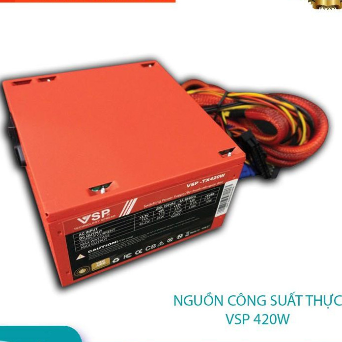 Nguồn công suất thực dành cho máy tính Vision VSP ATX 420W - Fan 12cm chống ồn HÀNG CHÍNH HÃNG