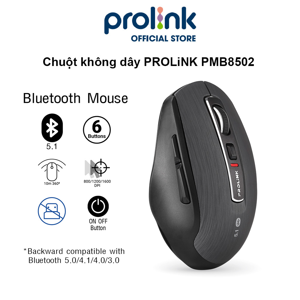 Chuột không dây PROLiNK PMB8502 cao cấp, tiết kiệm pin , chơi game, văn phòng dùng cho PC, Macbook, Laptop