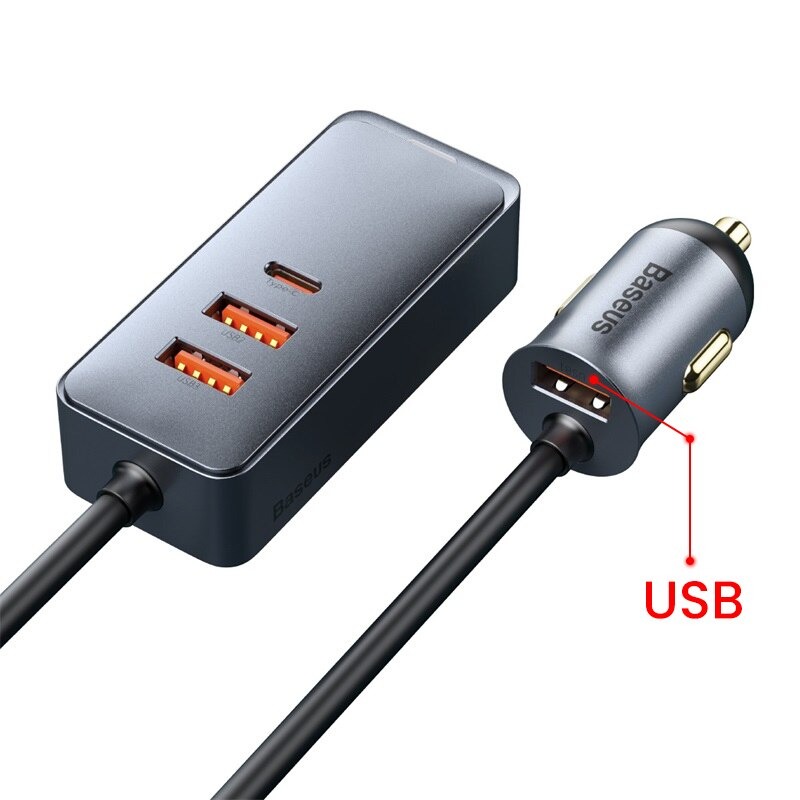 Tẩu sạc nhanh mở rộng 4 Port Baseus Share Together Extention Car Charger 120W - Hàng Chính Hãng