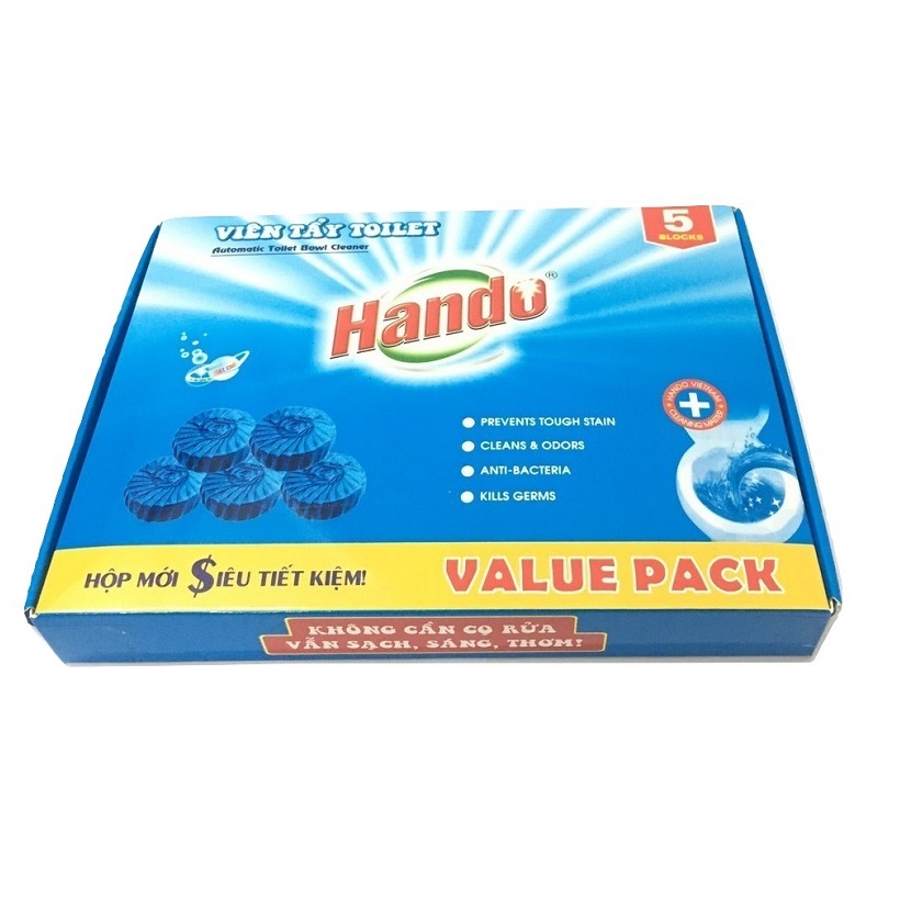 Bộ 2 hộp 10 viên tẩy xanh diệt khuẩn làm thơm toilet Value Pack Hando (360 lần xả/viên) + Tặng 1 đôi găng tay cao su siêu dai con hươu (hoạt tiết ngẫu nhiên)