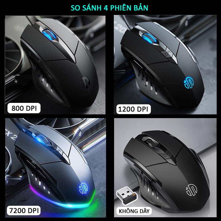 Chuột Gaming Máy Tính SIDOTECH P1W Esport Có Dây Silent / 40 Triệu Click / 7200 DPI / LED RGB Chống Ồn Logo Phát Sáng Kèm 2 Nút Phụ Trợ Cho Game FF PUBG - Hàng Chính Hãng