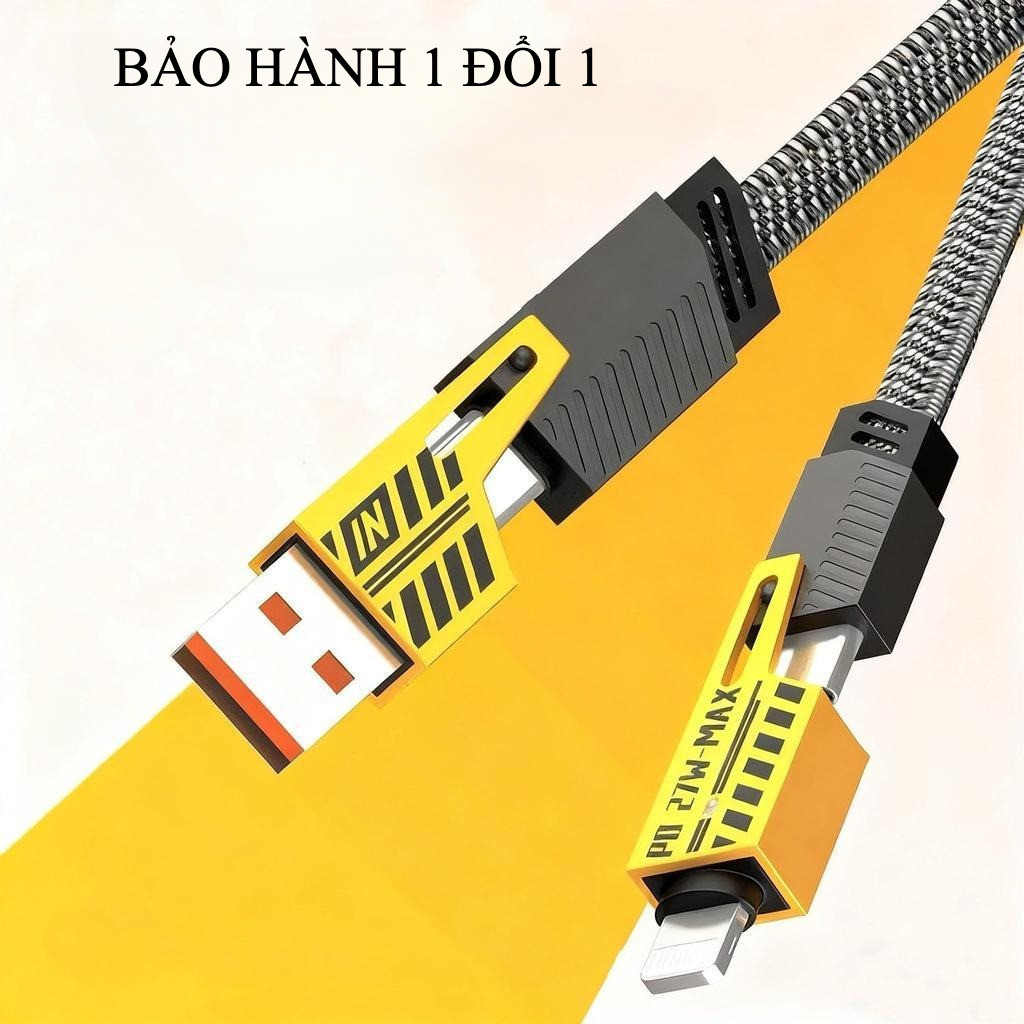 Cáp Sạc 4 Trong 1 đa năng dài 1 mét - công suất 65W, dùng cho nhiều dòng điện thoại