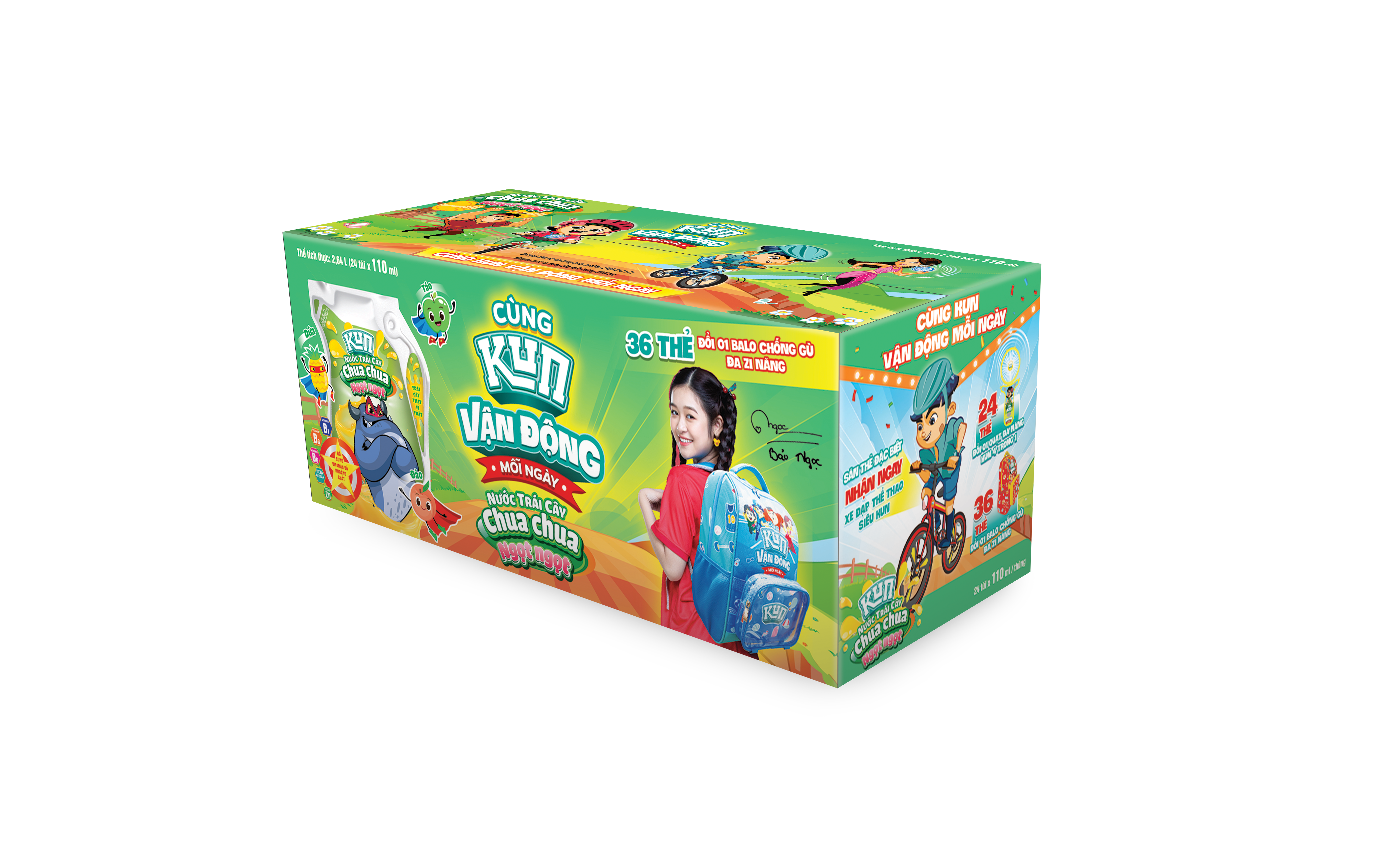 Kun nước trái cây chua chua ngọt ngọt Thùng 24 túix110ml