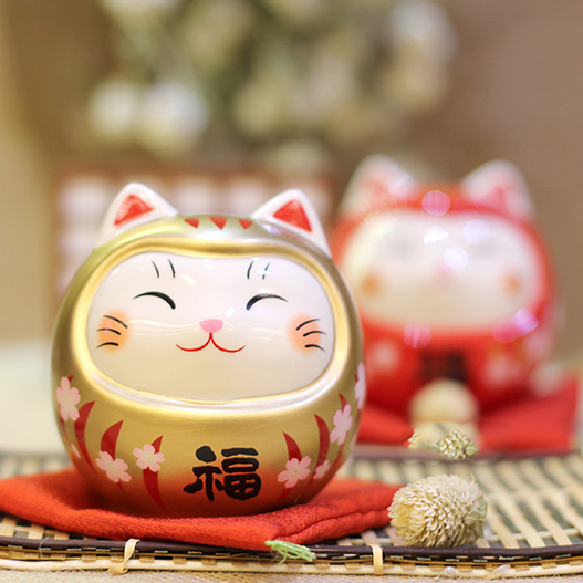 Mèo Thần tài Daruma Yakushigama cỡ lớn 18cm (giá 1 Mèo)