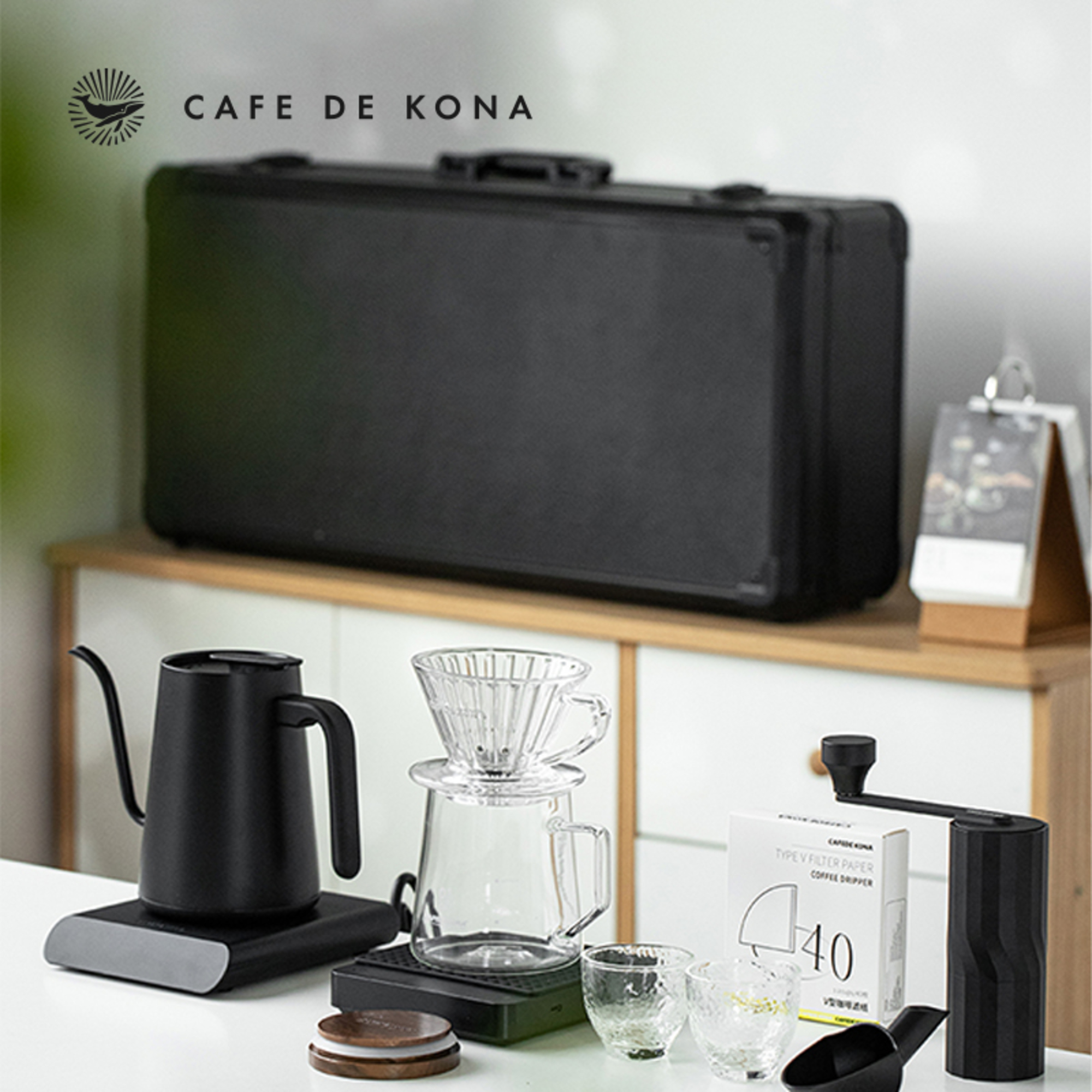 COMBO bộ cà phê V60 BLACK FAMILY CAFE DE KONA