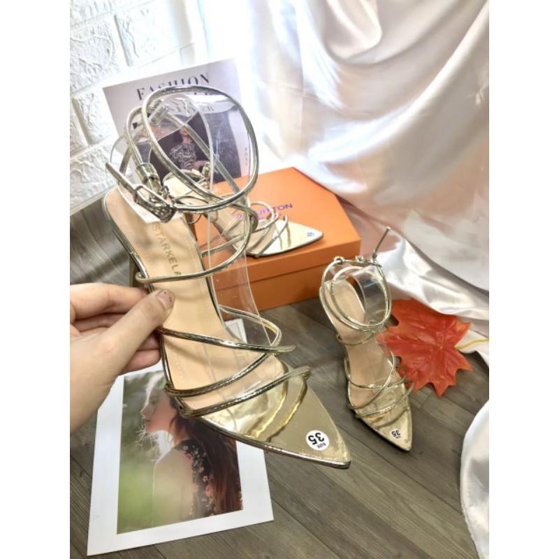 Giày Sandal Đan Dây Mũi Nhọn Gót 9cm Vô Cùng Sang Chảnh