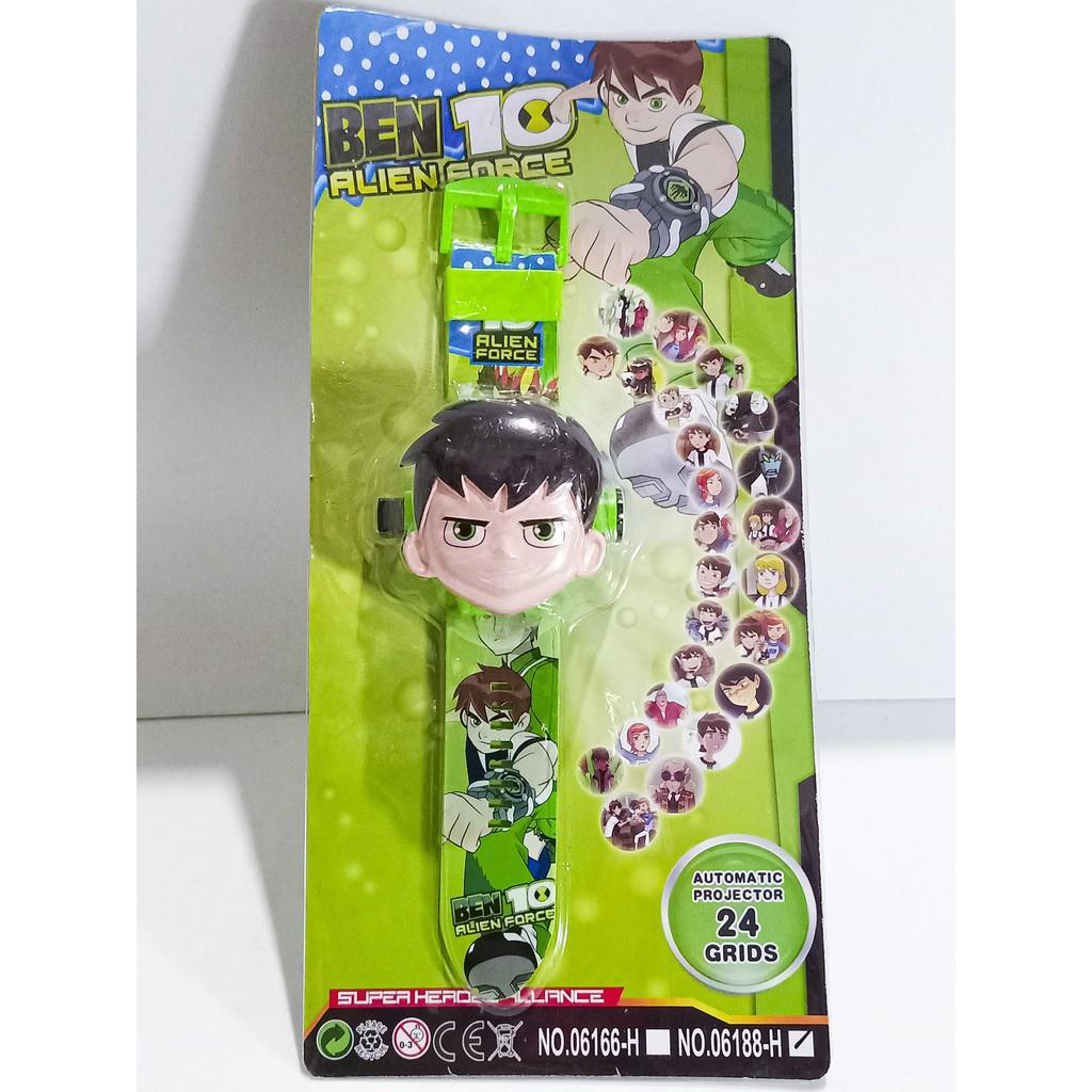 Đồ chơi đồng hồ ben 10 chiếu 24 hình khác nhau, đồ chơi đồng hồ đeo tay chiếu hình Ben Ten