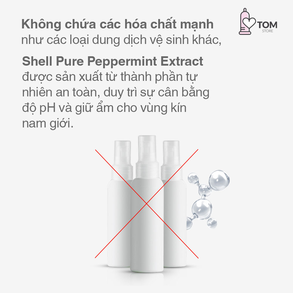 Dung dịch vệ sinh nam dạng bọt, tinh chất bạc hà tươi mát - Shell Pure Peppermint Extract