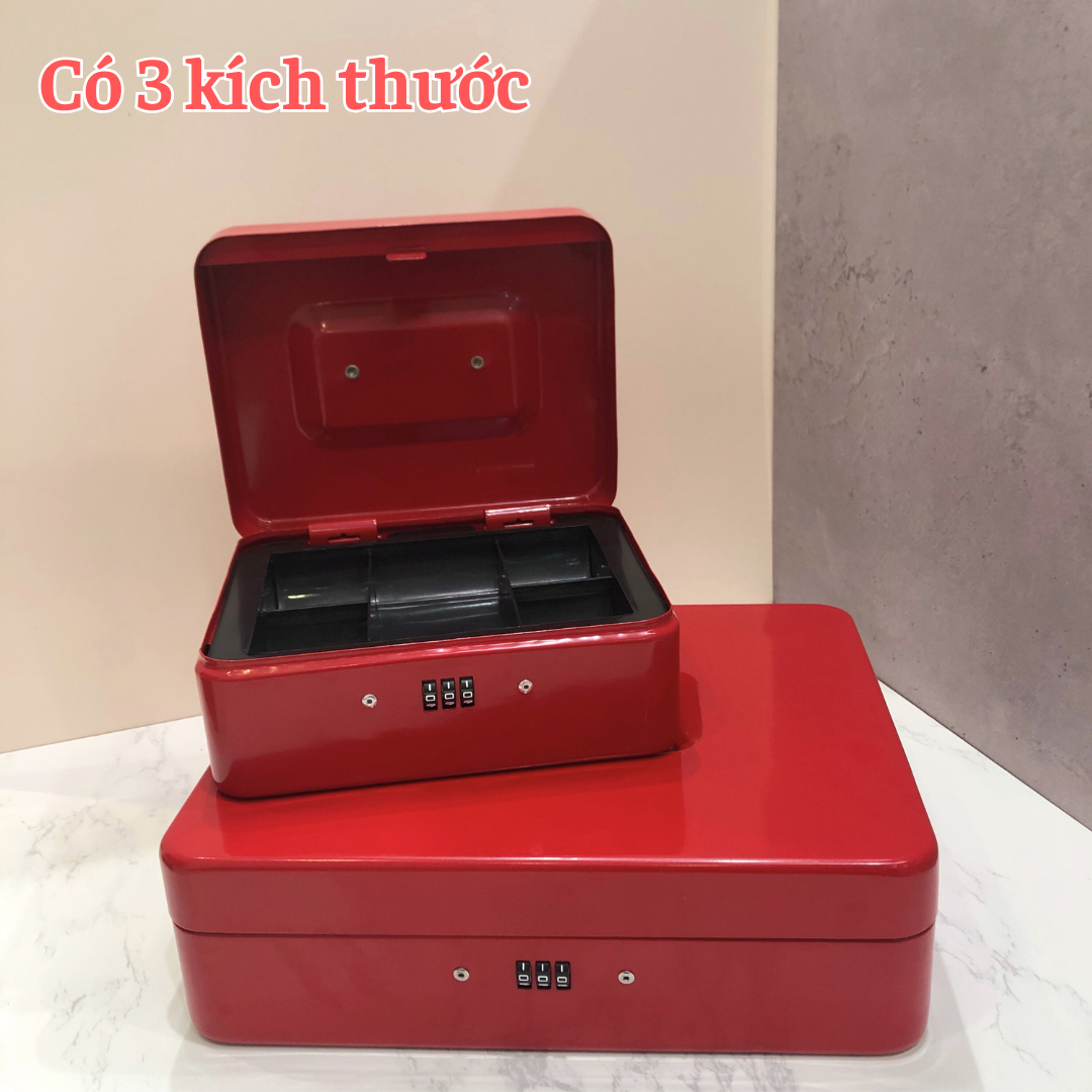Hộp đựng tiền tiết kiệm, hộp đựng tiện màu đỏ may mắn cao cấp sang trọng