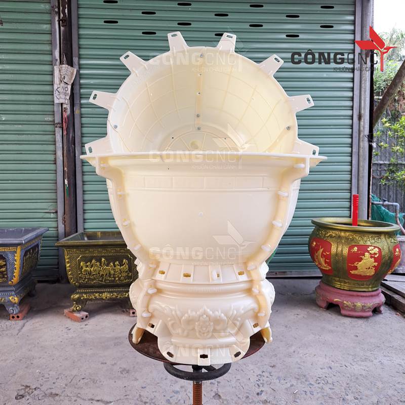 Khuôn Chậu Cảnh ABS, Khuôn Chậu Tròn Trơn 60- Kèm Chân Đôn