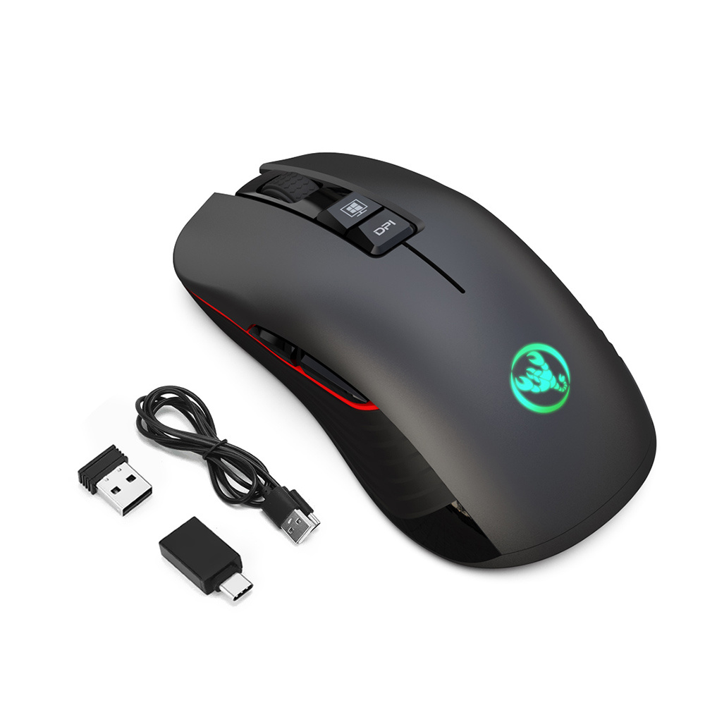 HXSJ T30 Chuột quang không dây 2.4GHz Chuột chơi game im lặng có thể sạc lại Chuột công thái học 3600DPI