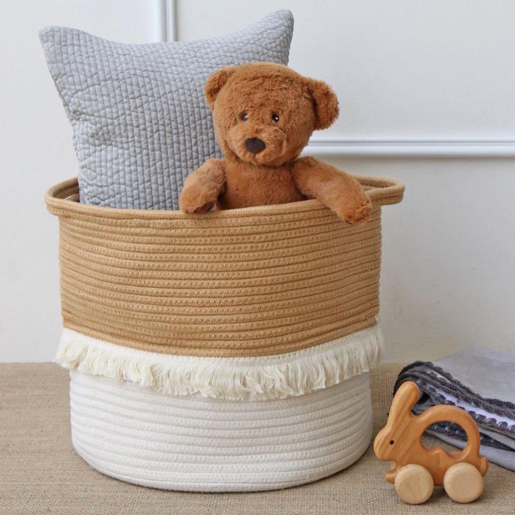 Laundry Basket 13 x 12inch Cotton Rope Basket Woven Storage w/ Handles