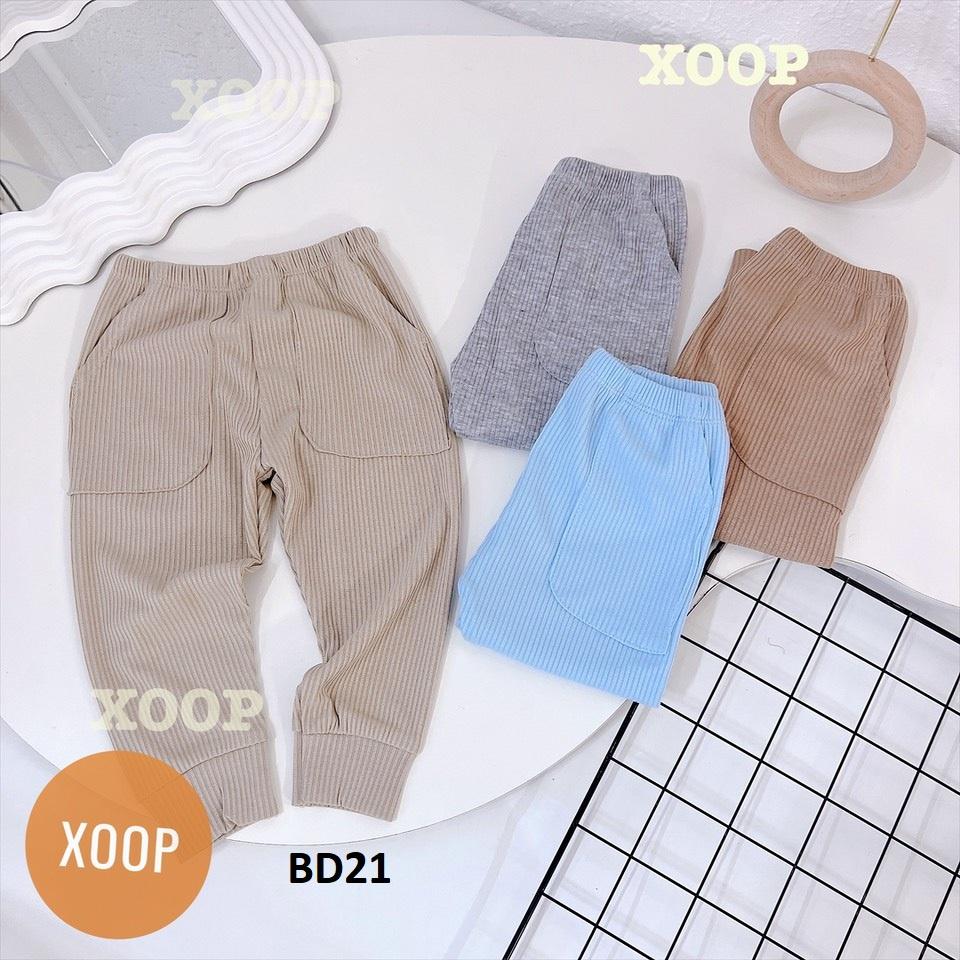 Bộ dài tay chất gân tăm- Bộ dài tay xoop quần có túi hộp cho bé BD21