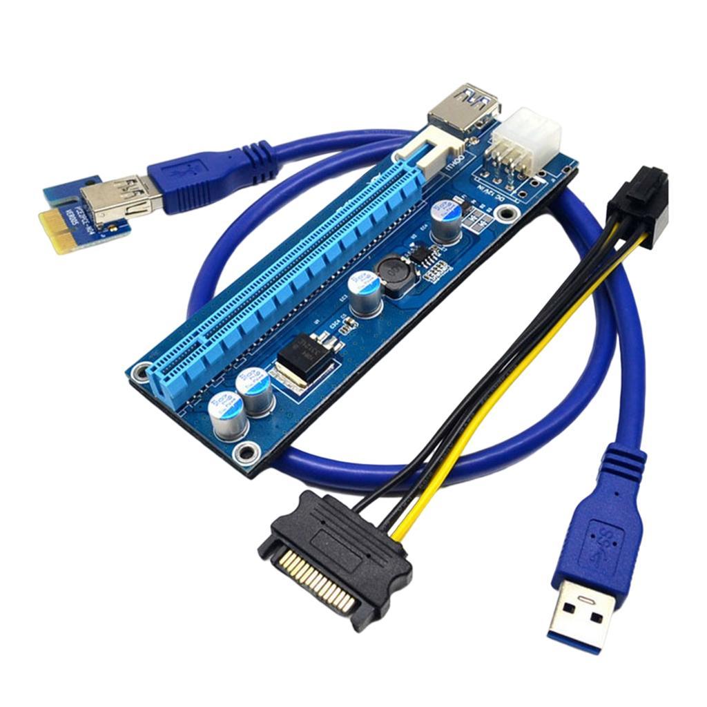 6Pack PCI-e Riser 1X to 16X 6Pin Graphics Extension Card Adapter Cable