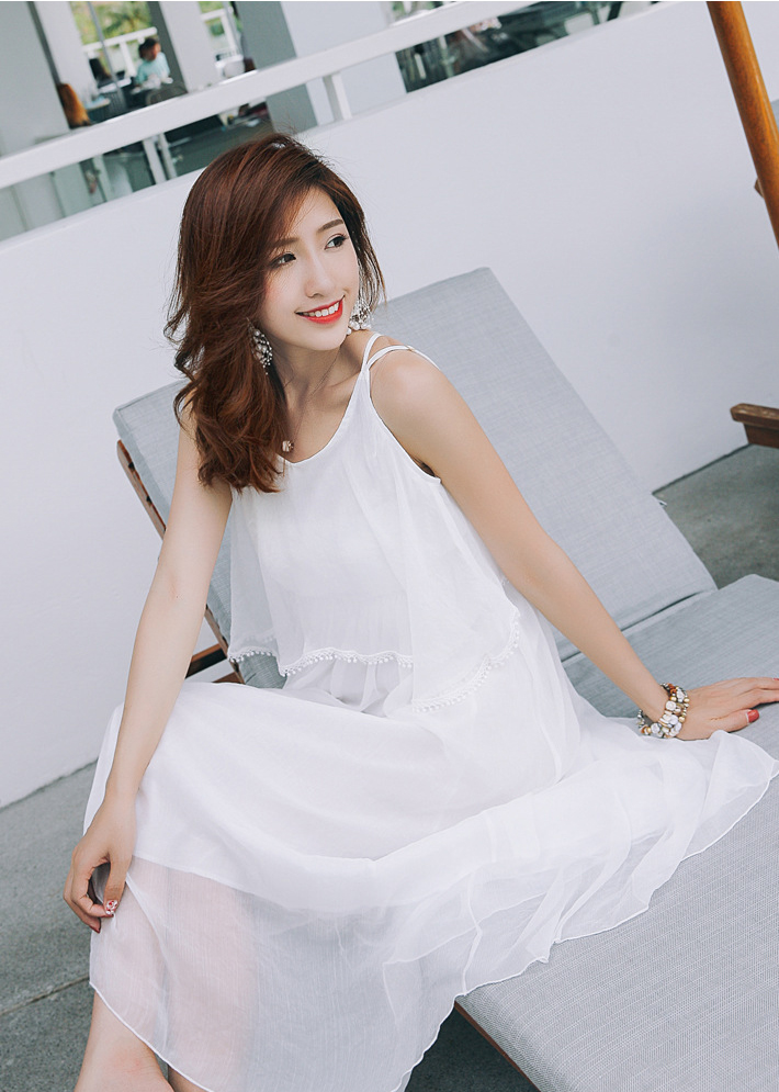 Đầm maxi dài trắng, dáng xòe, đẹp nhẹ nhàng, tinh khôi, lưng trần đan dây quyến rũ | MX028