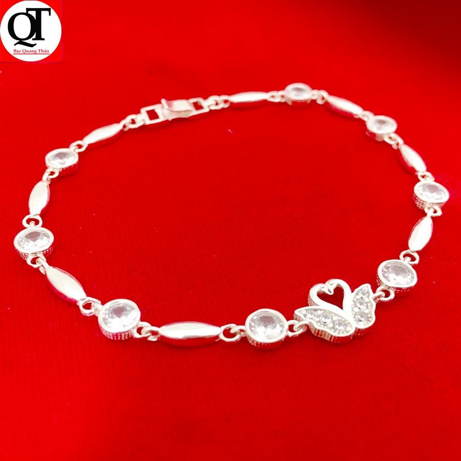 Lắc tay nữ cặp đôi Thiên Nga chất liệu bạc ta đính đá cao cấp trang sức Bạc Quang Thản - QTLTNU17