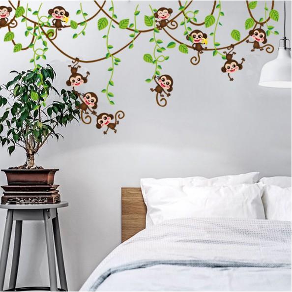 DDecal dán tường trang trí - Dây leo Monkey cho BÉ